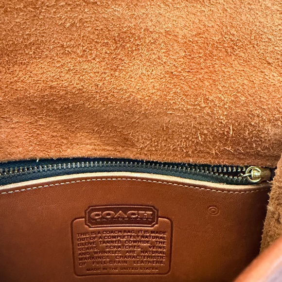 Coach Brown Suede Crossbody Bag with Gold Button - Picture 3 of 3